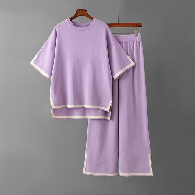 Charlotte™ - Ensemble Élégant en Soie Glacée à Manches Courtes