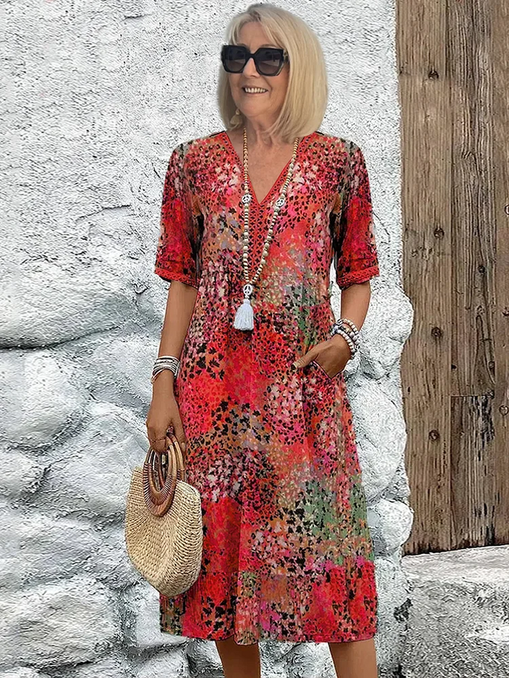 Suzanne | Robe midi vibrante à couvrance ventre élégante
