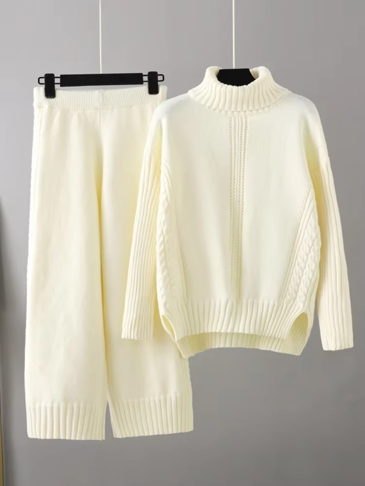 Scarlett™ - Pull à col montant élégant avec ensemble de pantalons amples