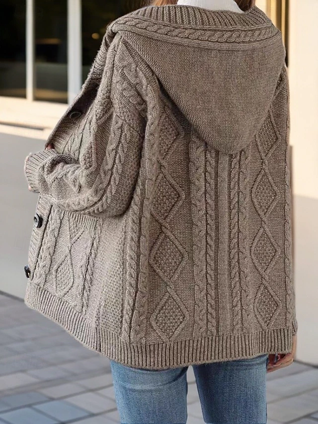 Lina™ - Cardigan Élégant en Maille Diamant