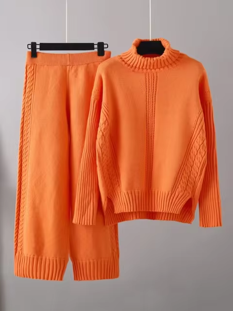 Scarlett™ - Pull à col montant élégant avec ensemble de pantalons amples