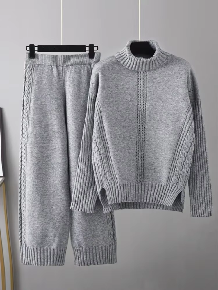 Scarlett™ - Pull à col montant élégant avec ensemble de pantalons amples