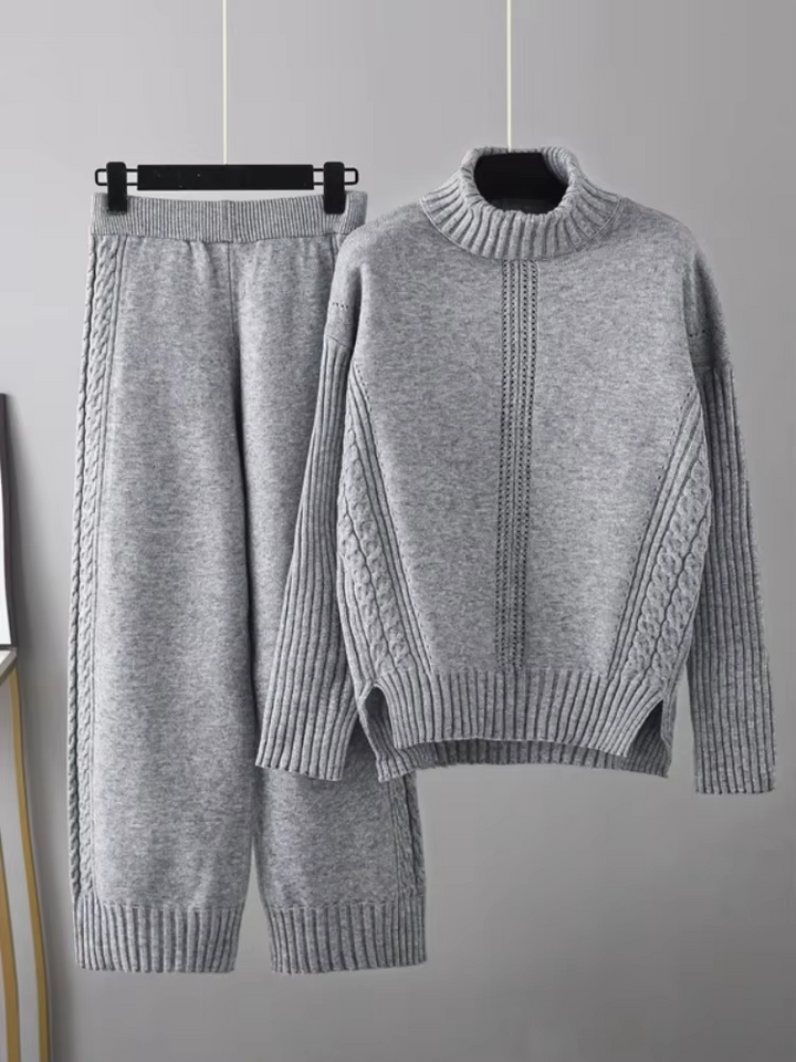 Scarlett™ - Pull à col montant élégant avec ensemble de pantalons amples