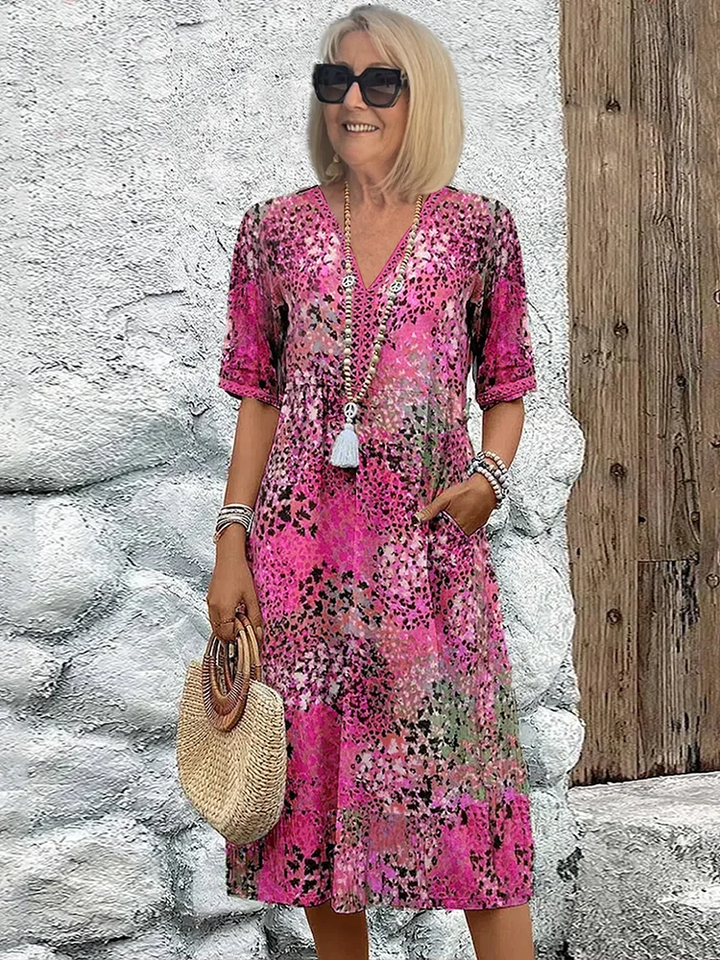 Suzanne | Robe midi vibrante à couvrance ventre élégante