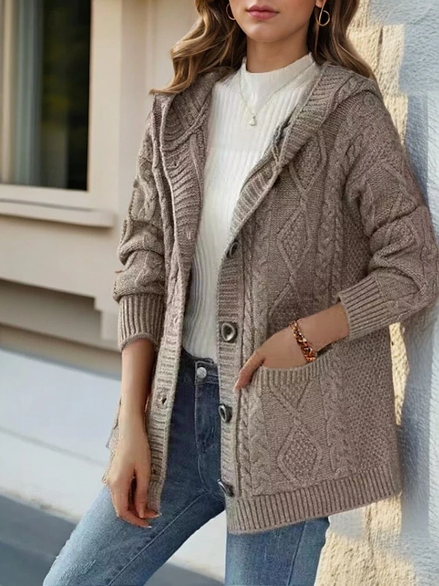 Lina™ - Cardigan Élégant en Maille Diamant