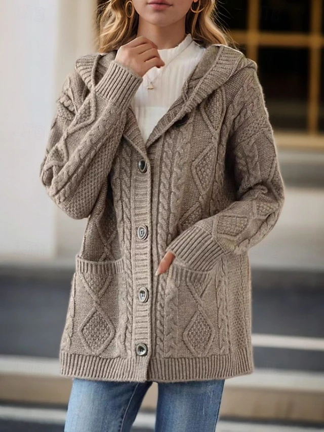 Lina™ - Cardigan Élégant en Maille Diamant