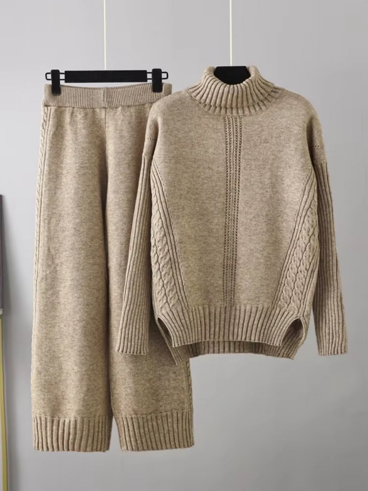 Scarlett™ - Pull à col montant élégant avec ensemble de pantalons amples