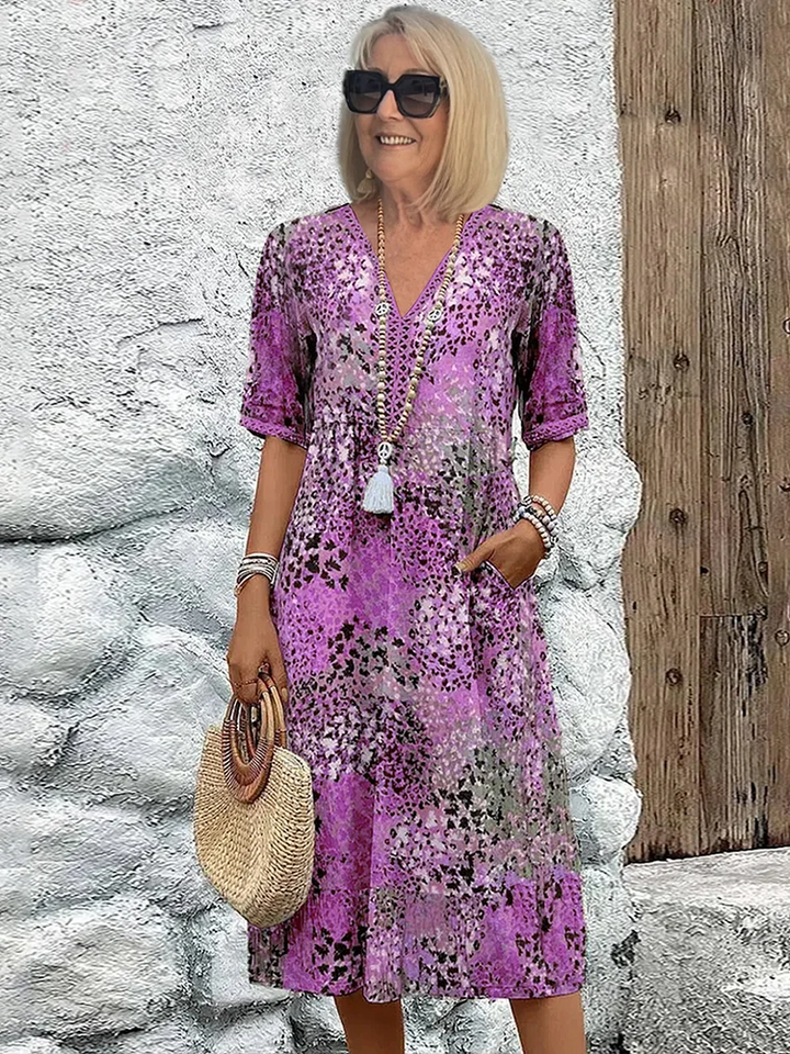 Suzanne | Robe midi vibrante à couvrance ventre élégante