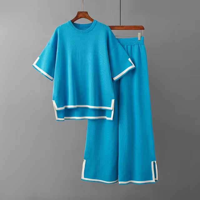 Charlotte™ - Ensemble Élégant en Soie Glacée à Manches Courtes