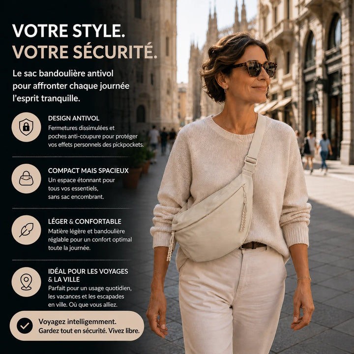 Elena sac à bandoulière beige - visuel français