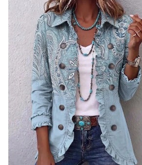 Veste Emilia paisley vintage à volants