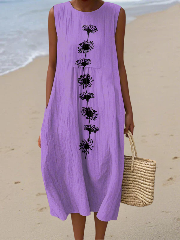 EMMA | Robe midi fleurs violettes