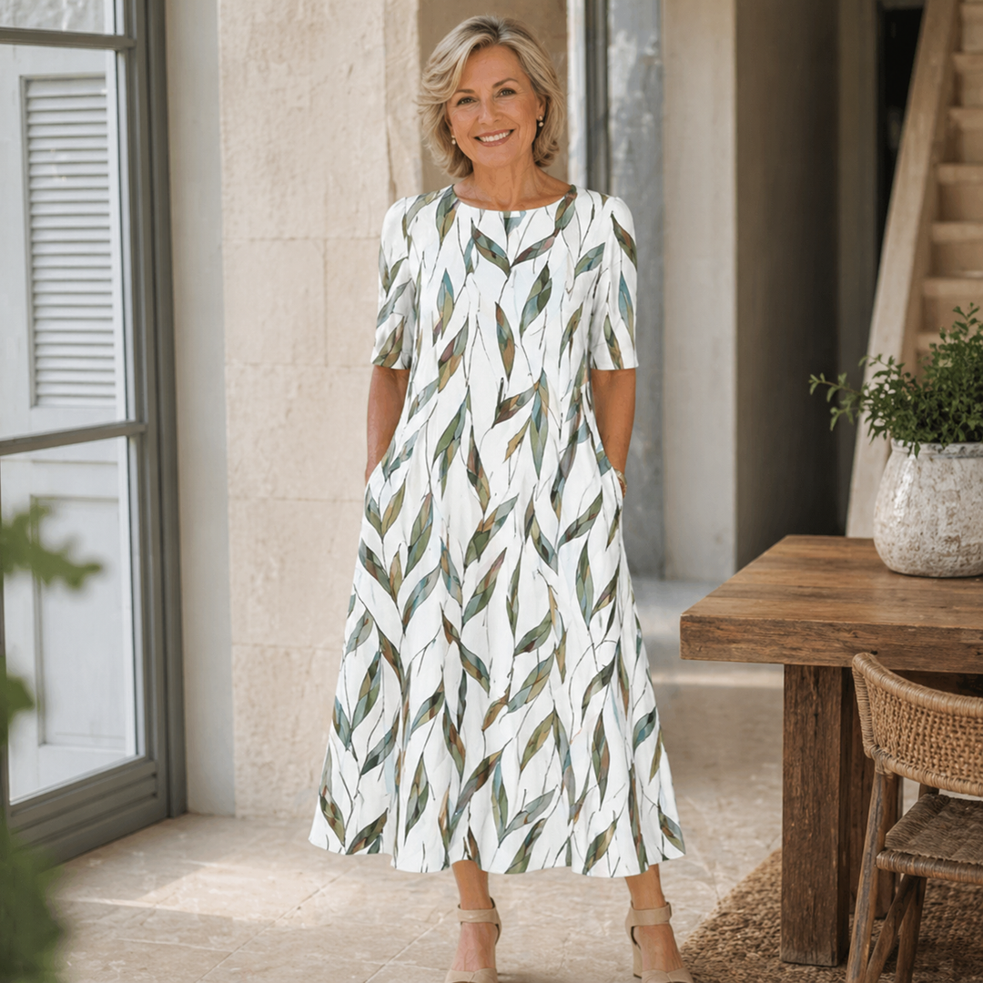 Sarafine | Robe Midi Florale à l'Élégance Naturelle