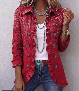 Veste Gaia bohème paisley ombrée à volants