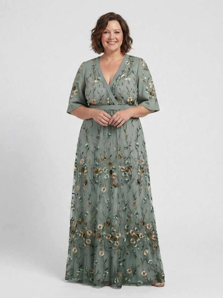 Melodi – Robe longue à fleurs avec décolleté en V