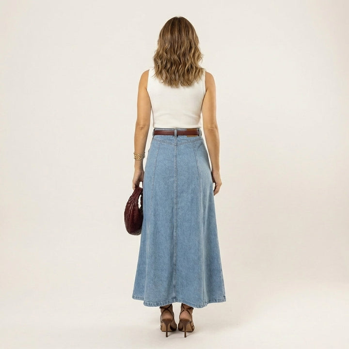 Valentina | Jupe Midi en Jean Taille Haute
