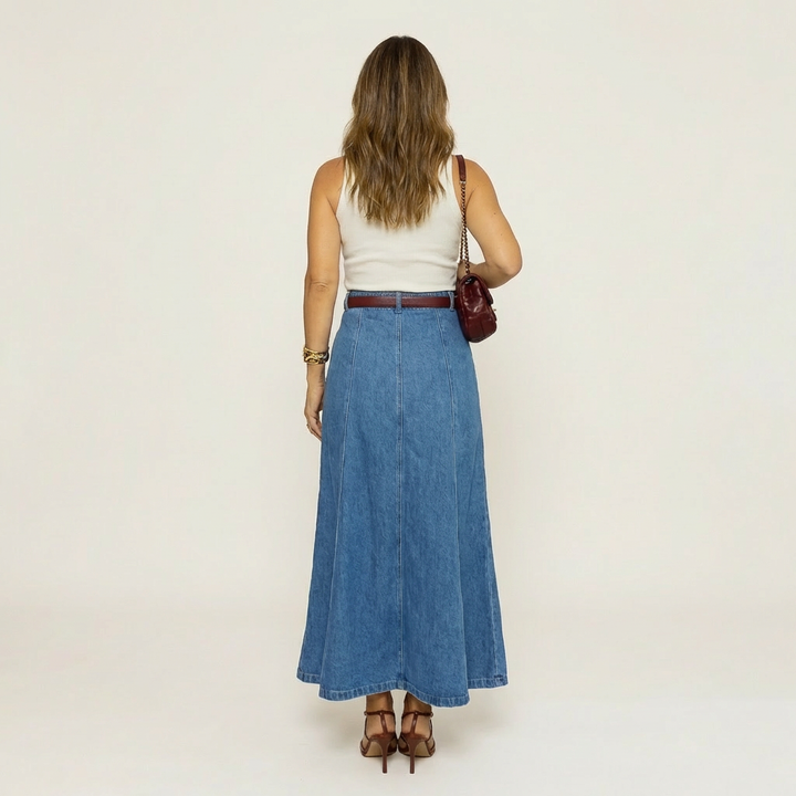Valentina | Jupe Midi en Jean Taille Haute