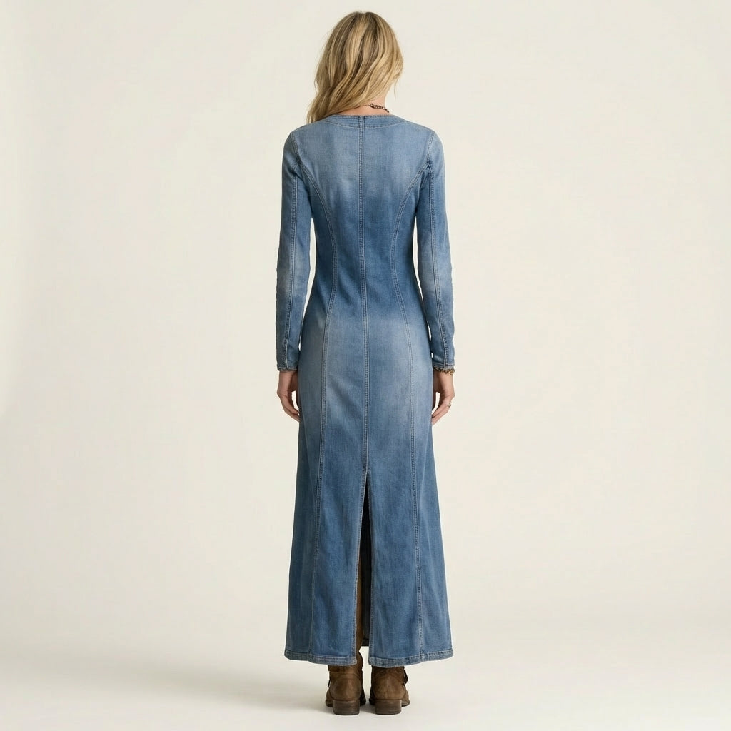 Katya | Robe Maxi en Denim