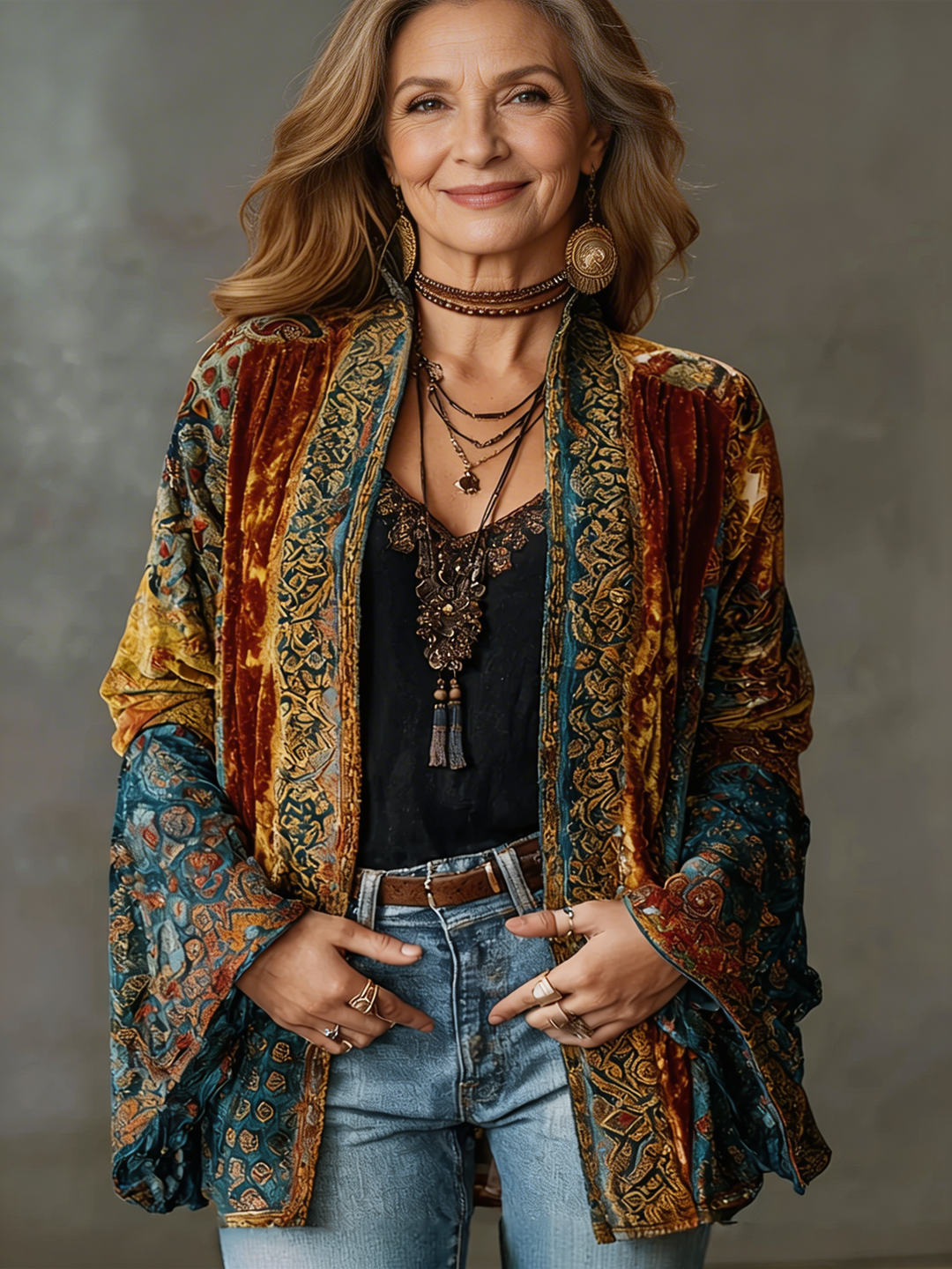 Kerrie | Kimono en Velours Bohème Chic