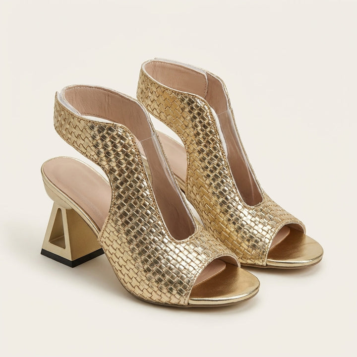 Dariana | Talon Slingback à Bout Ouvert en Texture Tissée