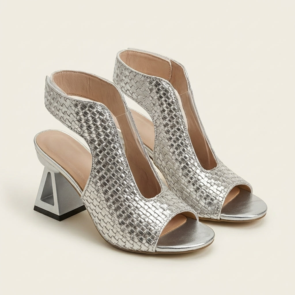 Dariana | Talon Slingback à Bout Ouvert en Texture Tissée
