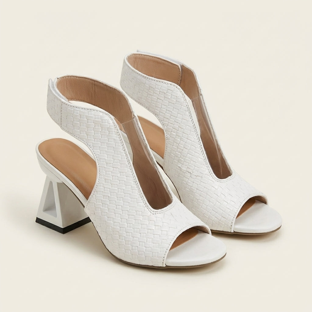 Dariana | Talon Slingback à Bout Ouvert en Texture Tissée