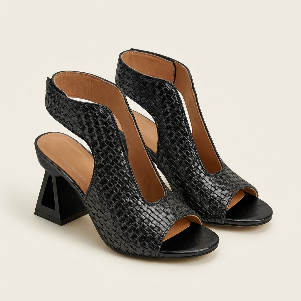 Dariana | Talon Slingback à Bout Ouvert en Texture Tissée