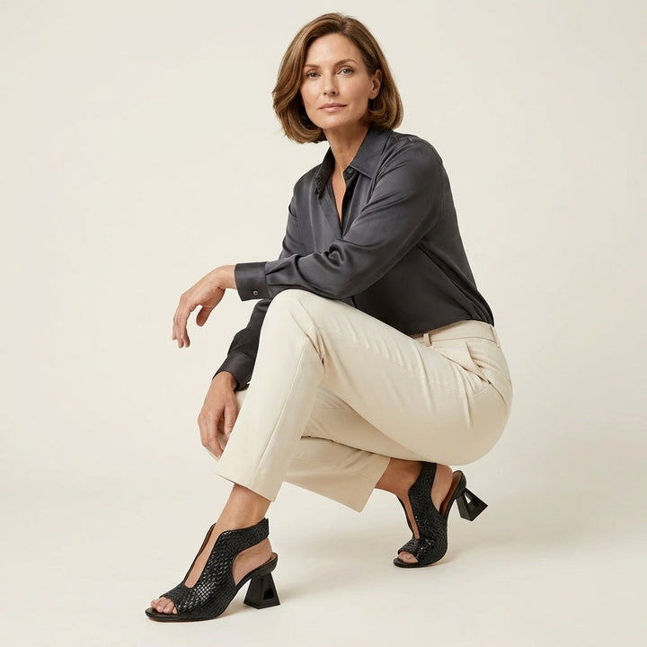 Dariana | Talon Slingback à Bout Ouvert en Texture Tissée