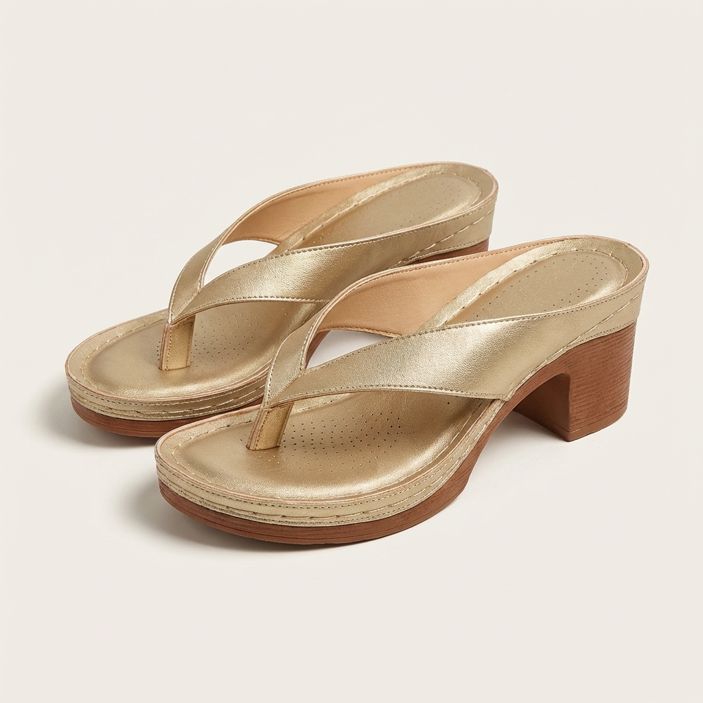 Anslie | Sandale à talon bloc en cuir avec boucle au doigt de pied