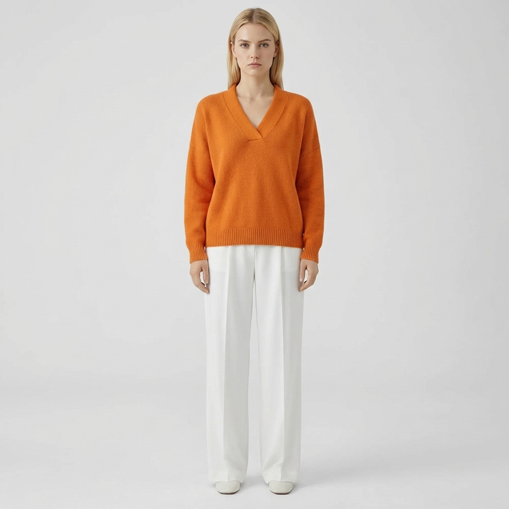 MAXEMA | Pull en V en maille fine