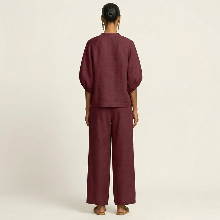 Miriam | Ensemble avec Manches Bouffantes et Fermeture Éclair Frontale 6 couleurs
