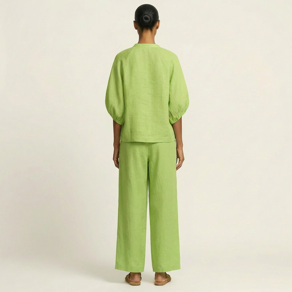 Miriam | Ensemble avec Manches Bouffantes et Fermeture Éclair Frontale 6 couleurs