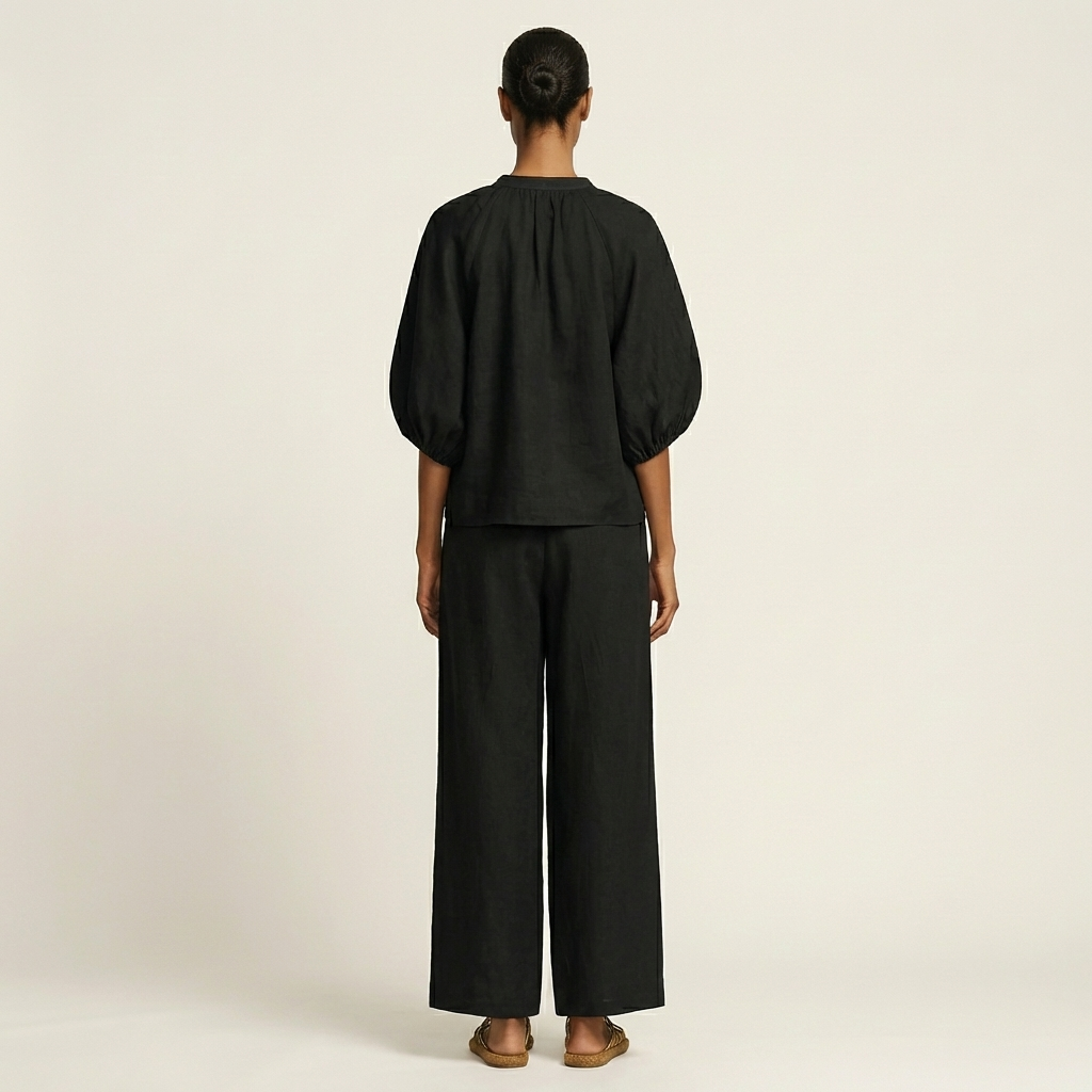Miriam | Ensemble avec Manches Bouffantes et Fermeture Éclair Frontale 6 couleurs