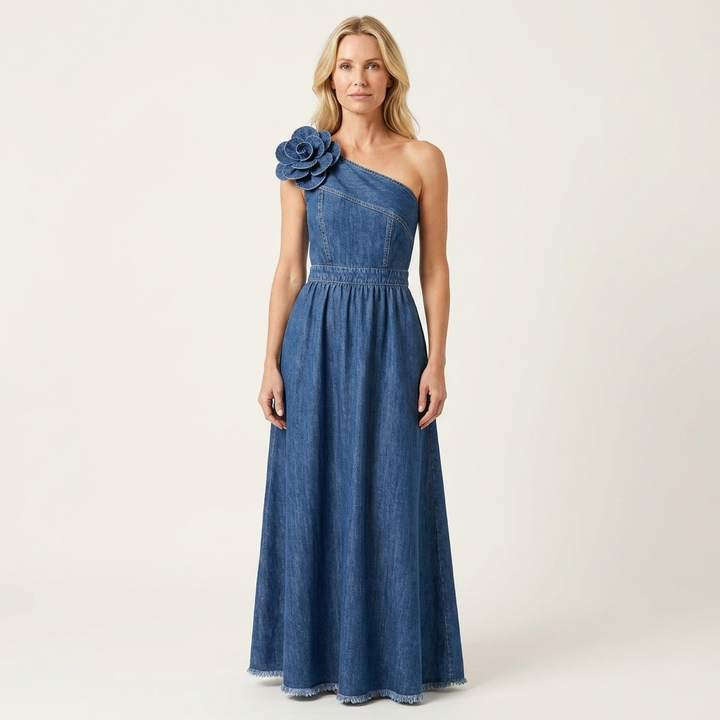Rema | Robe Maxi en Jean à Une Épaule