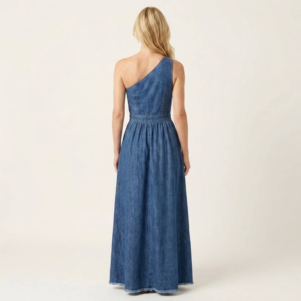 Rema | Robe Maxi en Jean à Une Épaule