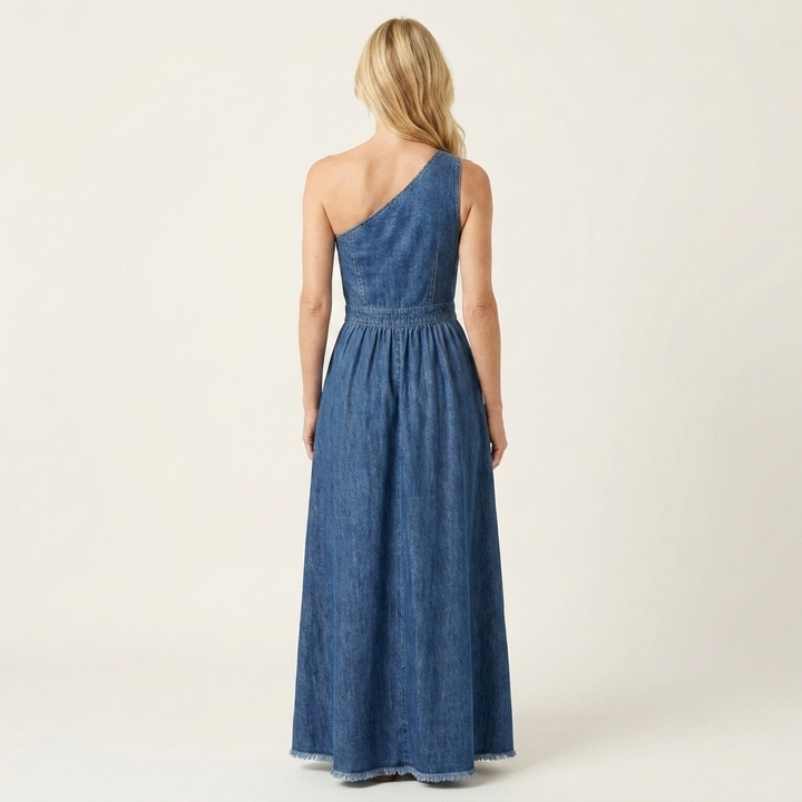 Rema | Robe Maxi en Jean à Une Épaule