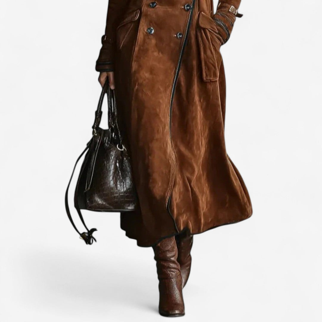 NATHALY™ | Manteau Trench Long avec Taille Flatteuse et Style Intemporel pour le Jour et la Ville
