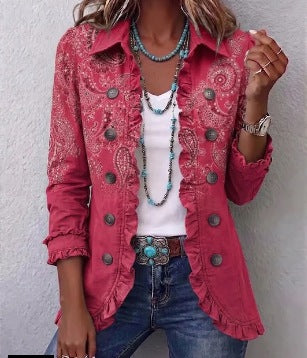 Veste Isotta paisley vintage à volants