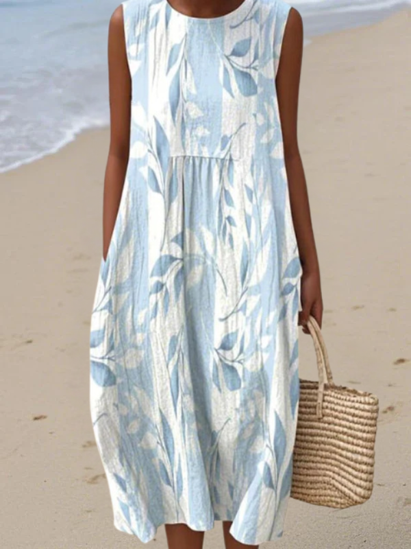 JOY | Robe midi à motif feuillage