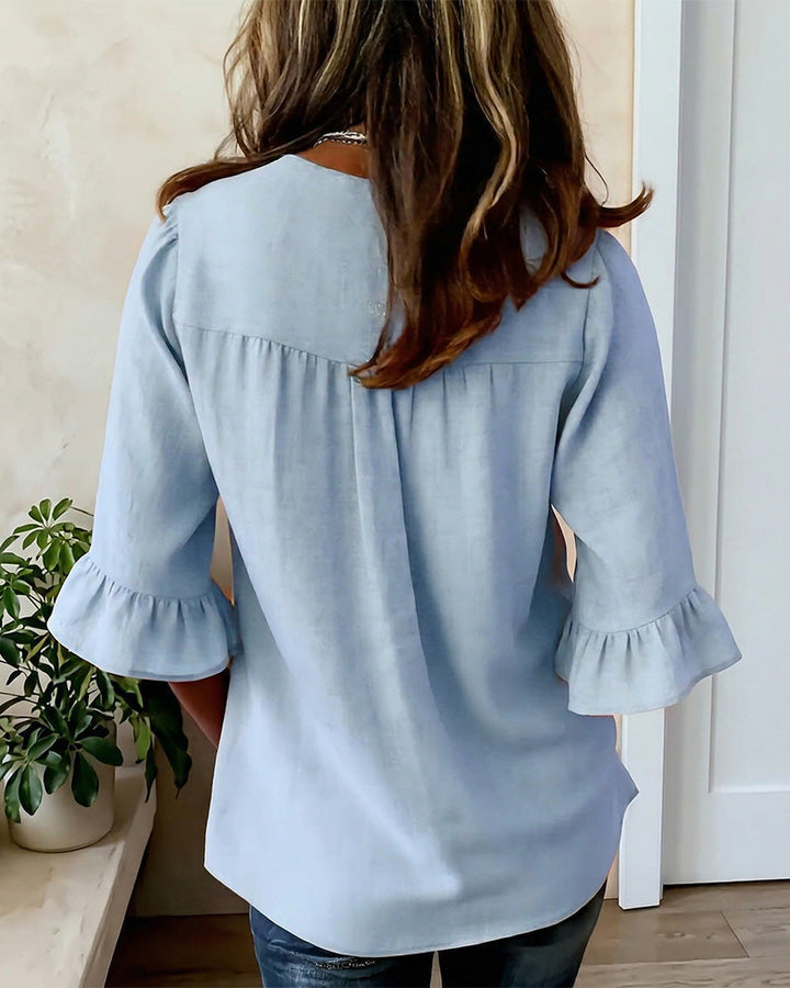 Sophie | Blouse légère en coton-lin avec boutons en bois