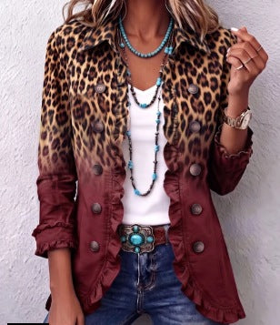 Blazer Livia léopard ombré à volants