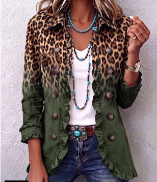 Blazer Ludovica léopard ombré à volants