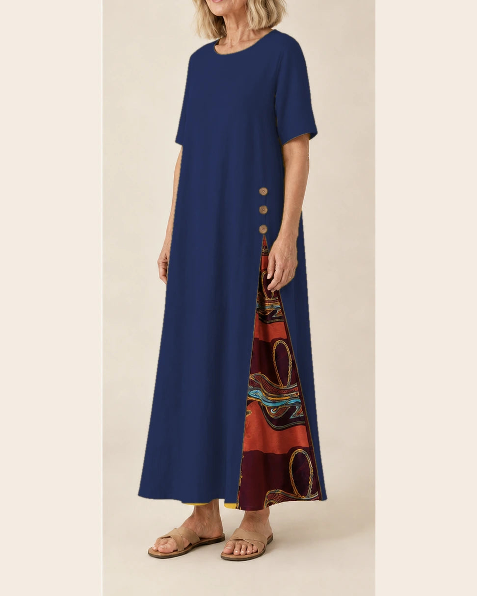 Robe Maurene bleu foncé – vue trois-quarts