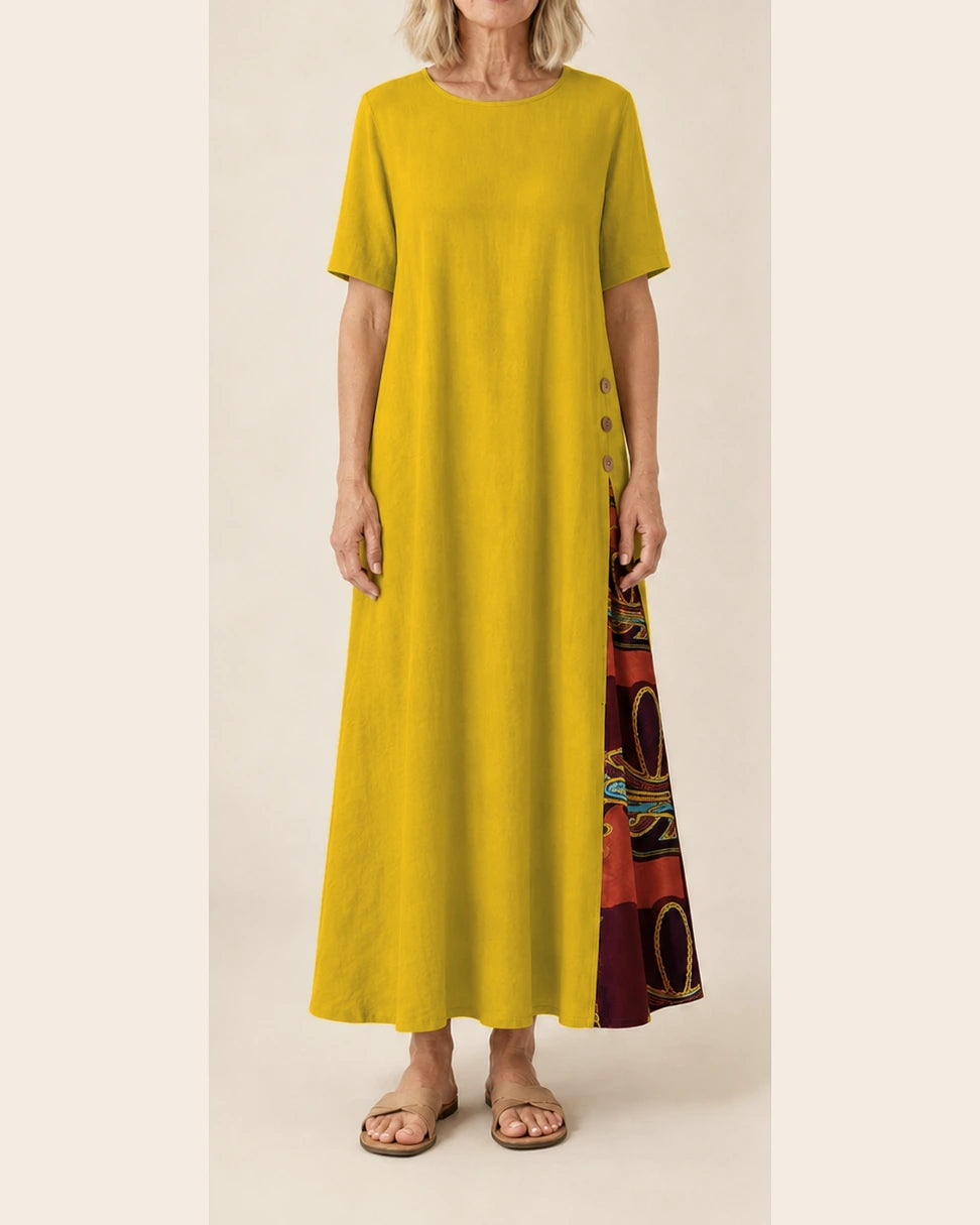 Robe Maurene jaune moutarde – vue de face