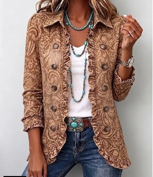 Veste Noemi bohème fleurie vintage à volants