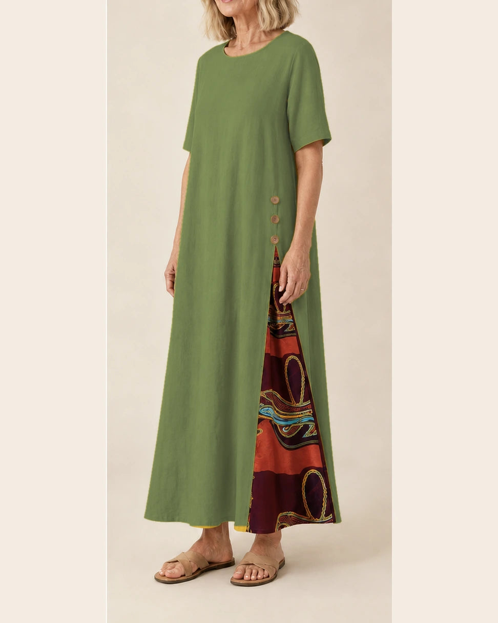 Robe Maurene vert olive – vue trois-quarts