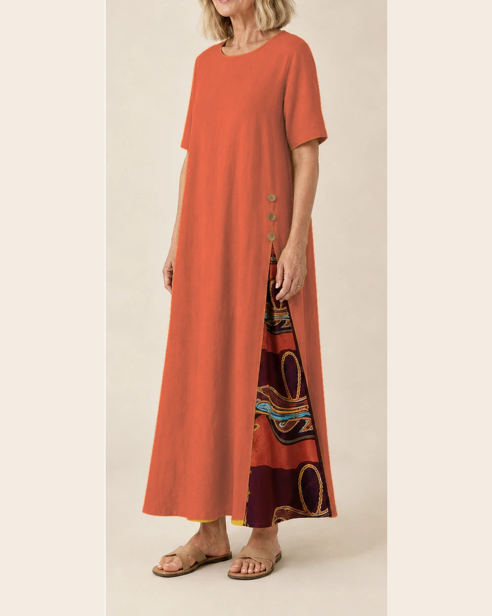 Robe Maurene orange – vue trois-quarts