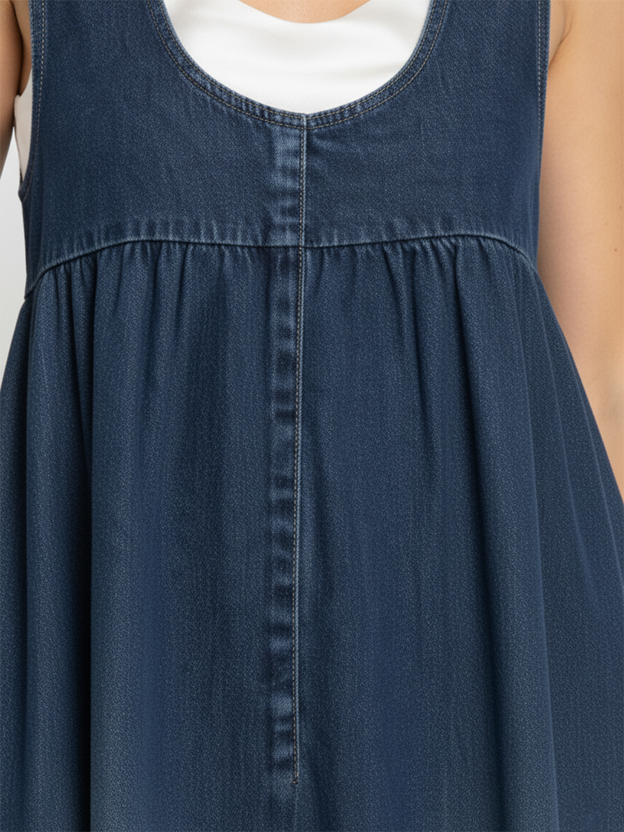 Karen | Robe Longue en Denim Lavé Vintage avec Touche de Coton Doux