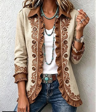 Veste Ottavia bohème fleurie vintage à volants