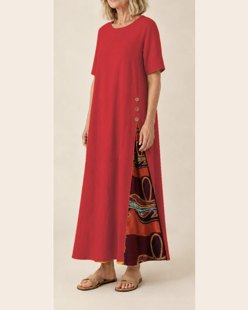 Robe Maurene rouge – vue trois-quarts